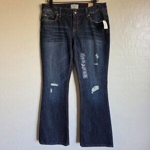 Aeropostale Hailey Low Rise Flare Jean Slim Fit Blue Size Womens 7/8 Regular NEW